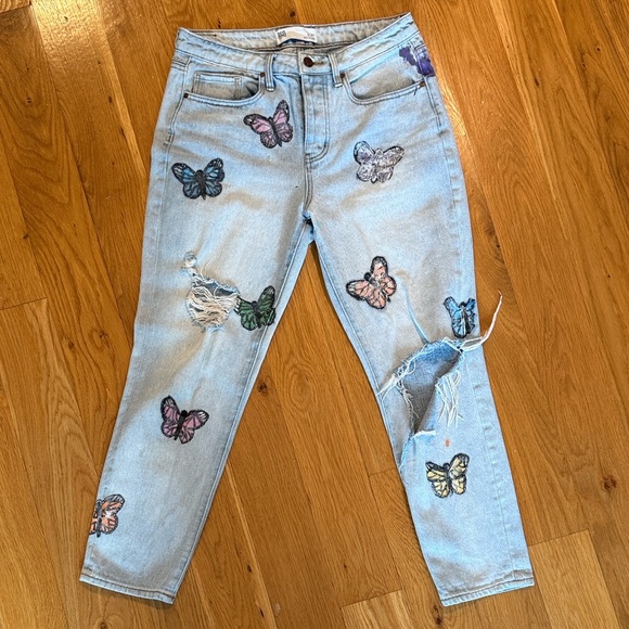 RSQ Denim - Vintage RSQ Light Blue Distressed Butterfly Boyfriend Jeans